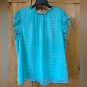 Elegant Blue Ruffle Sleeve Top